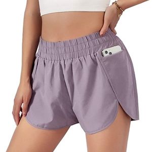 Purple Quick Dry running shorts with zipper pocket